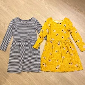 Pair of cotton long sleeve dresses size 7